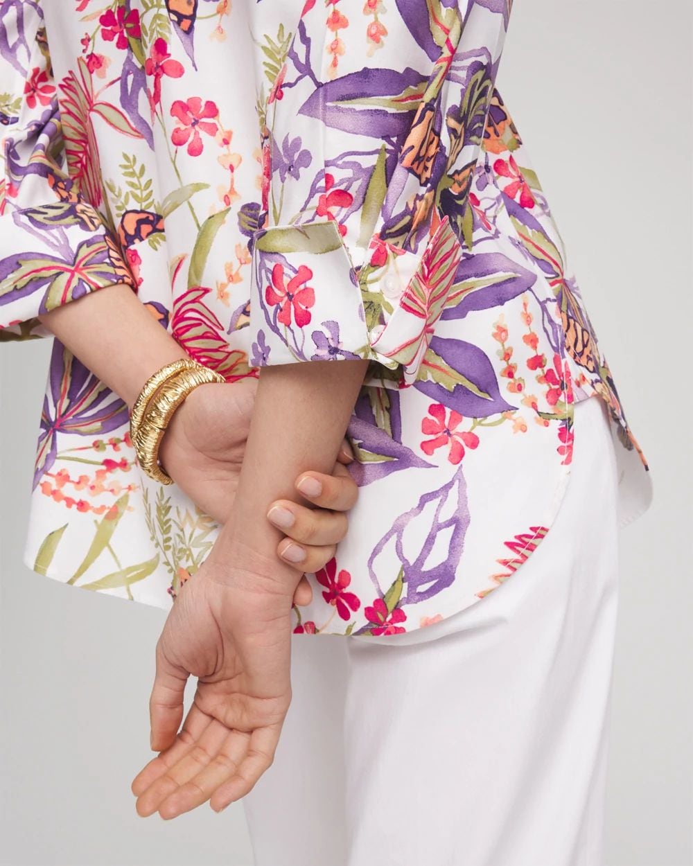 苺風　0217 No Iron™ Tropical Floral Stretch Shirt | Chico's